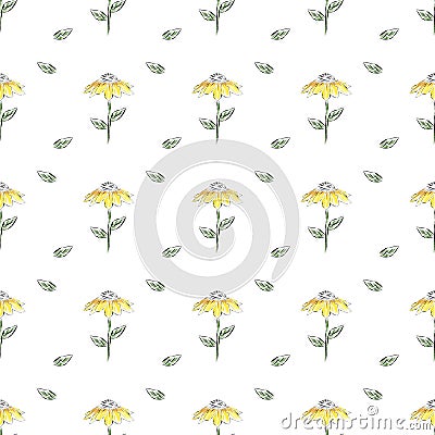 Yellow gerbera with green leaves Stock Photo