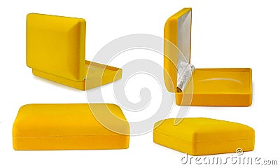 Yellow gift box isolated on white Stock Photo