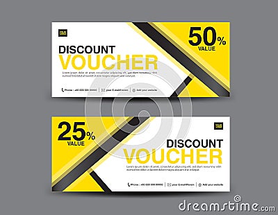 Yellow Gift Voucher template layout, business flyer design Vector Illustration