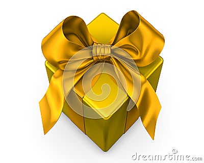 yellow gift with yellow ribbon Stock Photo