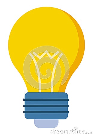 Yellow Glass Bulb Flat Style Closeup. Vector Lamp Vector Illustration