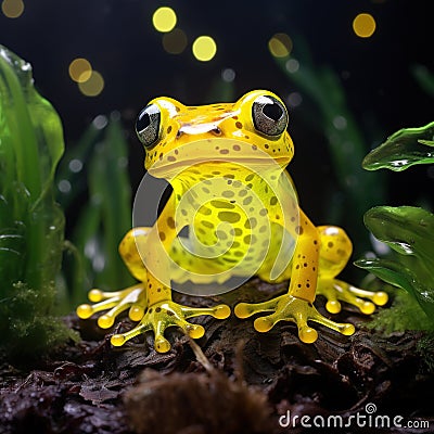 Yellow glass frog Cartoon Illustration