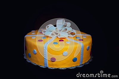 Yellow glazed cake Stock Photo