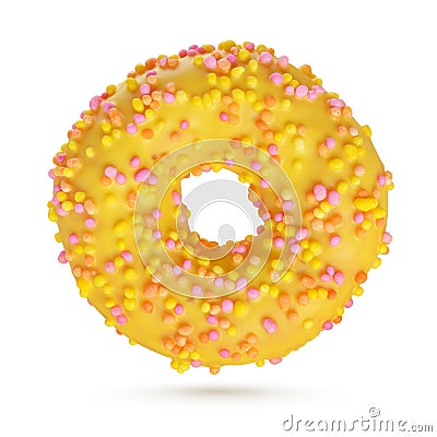 Yellow glazed donut isolated on white background Stock Photo