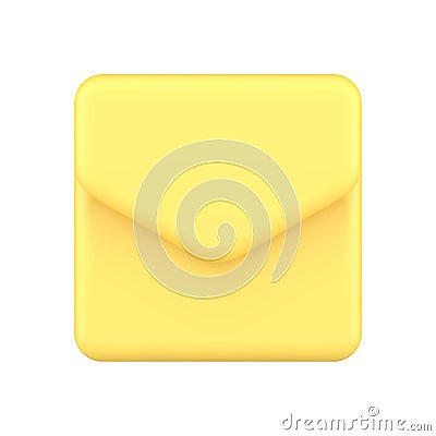 Yellow glossy envelope new message internet notification realistic 3d icon vector illustration Vector Illustration