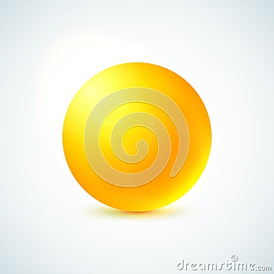 Yellow glossy sphere isolated on white Vector Illustration