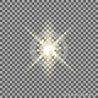 Yellow glowing light burst with transparent on isolated background Vector Illustration