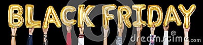 Yellow gold alphabet balloons forming the word black Friday Stock Photo
