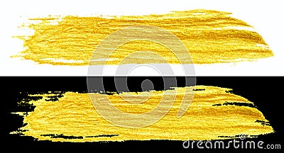 Yellow gold colored doodle smear stroke brush Cartoon Illustration