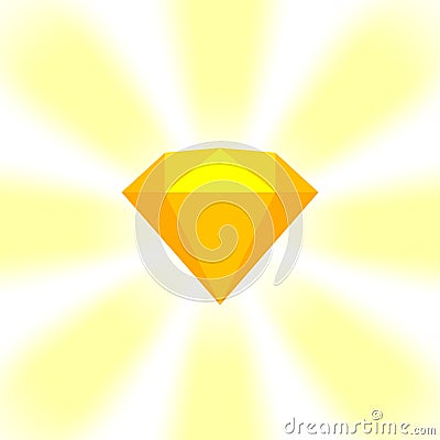 Yellow gold diamond gemstone on zoom comics, golden flat diamonds jewelry icon, gold gems on soft rays burst shine background, Vector Illustration