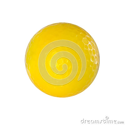 Yellow Golf ball isolated on white with clipping path. Stock Photo