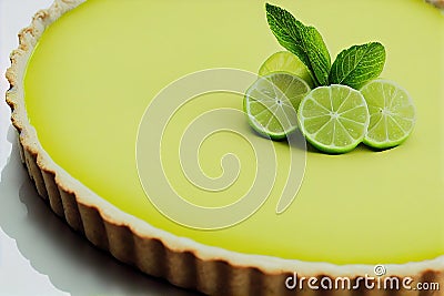 Yellow gourmet Lemon tart cake in shortbread dough on table Stock Photo