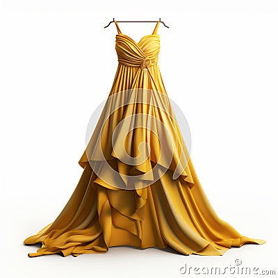 Elegant Golden Dress - Hyper Realistic 3d Model Stock Photo