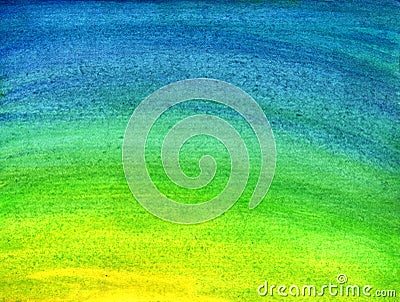 Yellow green blue grunge drawn in watercolor Stock Photo