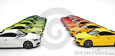 Yellow And Green Cars Stock Photo