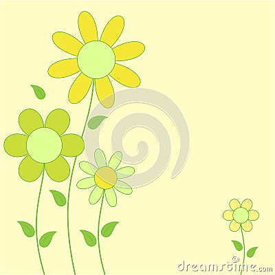 Yellow and Green Flowers Illustration Cartoon Illustration