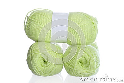 Yellow green knitting yarn Stock Photo