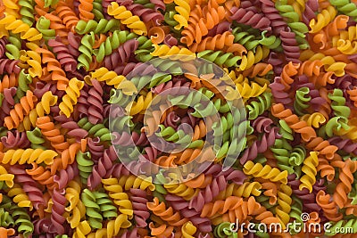 Card with multicolored pasta abstract background. Creative food concept. Macro concept. Italian food concept. Decorative pattern. Stock Photo