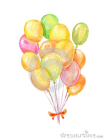 Yellow, green, orunge heap of ballons on white background. Stock Photo