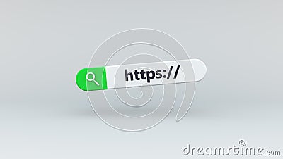 Yellow Green Search Bar with https Link. Web Search Concept. 3D Render. Stock Photo