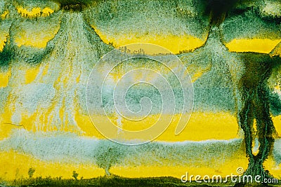 Yellow green watercolor abstraction Stock Photo