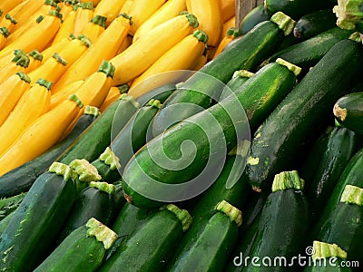 Yellow and green zucchini squash Stock Photo