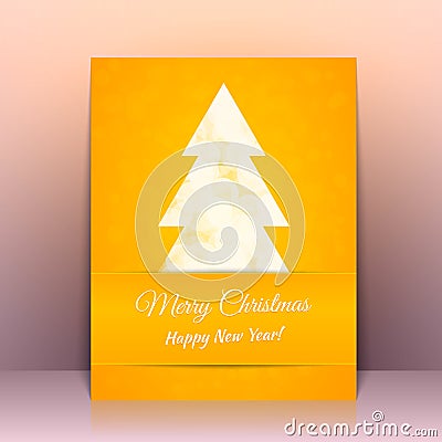 Yellow Greeting card background with Christmas Vector Illustration