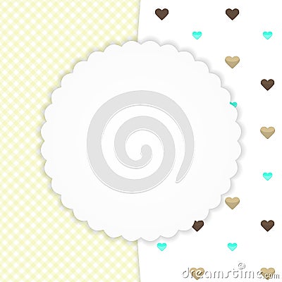 Yellow greeting card with hearts Vector Illustration