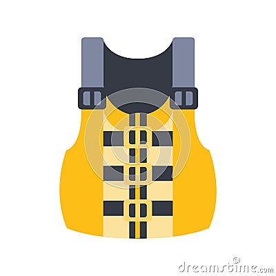 Yellow And Grey Life Vest, Part Of Boat And Water Sports Series Of Simple Flat Vector Illustrations Vector Illustration