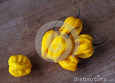 Yellow habanero peppers Stock Photo