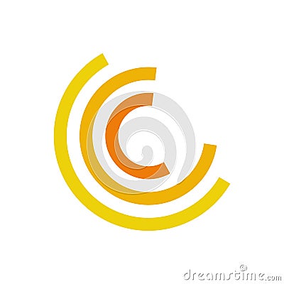 Yellow Half Circle Motion Abstract Symbol Vector Illustration