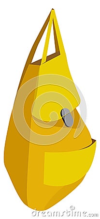 Yellow handbag. Cartoon leather backpack. Sack icon Vector Illustration
