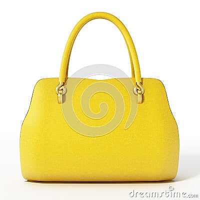 Yellow handbag isolated on white background. 3D illustration Cartoon Illustration