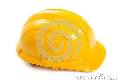 Yellow hard construction hat Stock Photo