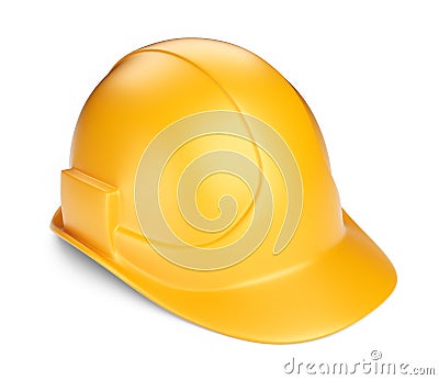 Yellow hardhat 3D. Construction tool. Stock Photo