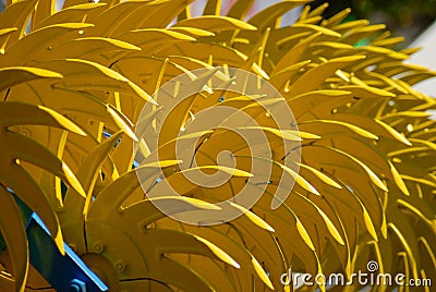 Yellow harrow Stock Photo