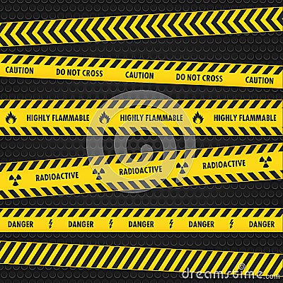 Yellow Hazard Warning Tapes Vector Illustration