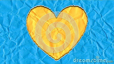 Yellow heart on blue paper, heart symbol in colors of Ukraine Stock Photo