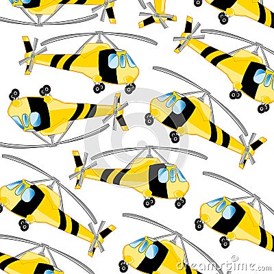 Yellow helicopter pattern Vector Illustration