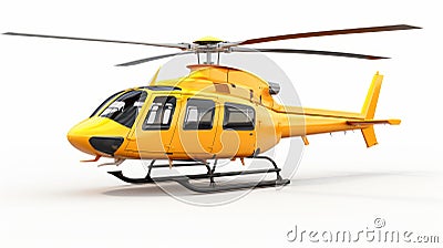 Yellow Helicopter Isolated On White Background Stock Photo