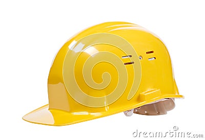 Yellow helmet isolated Stock Photo