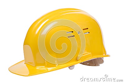 Yellow helmet isolated Stock Photo