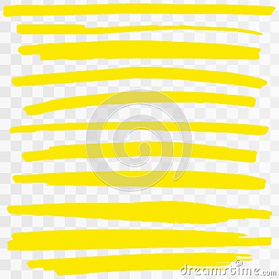 Yellow Highlighter Marker Strokes. Vector Illustration