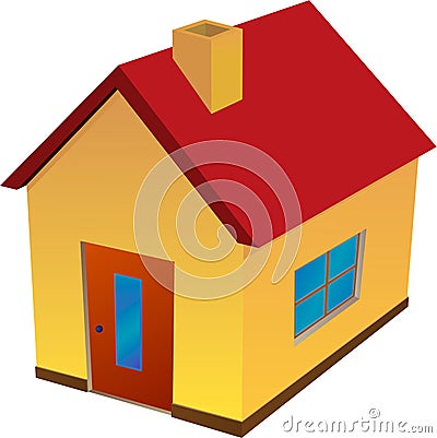 Yellow house with red roof Vector Illustration