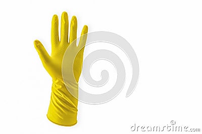 Yellow Household Rubber Glove single for cleaning disposable Stock Photo