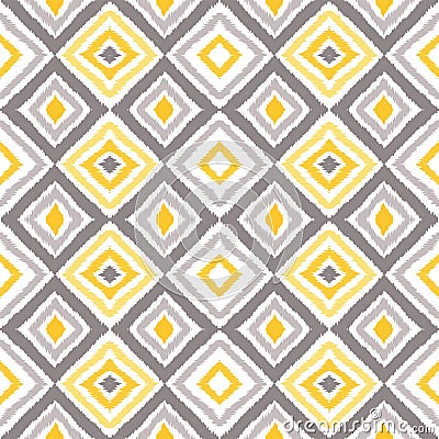 Yellow Ikat Boho Vector Seamless Pattern. Vector Illustration