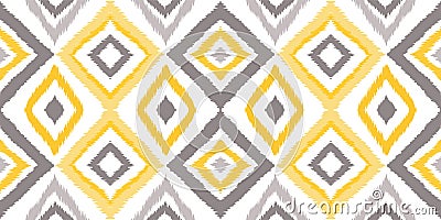 Yellow Ikat Stripe Vector Seamless Pattern. Vector Illustration