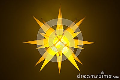 Yellow illuminated moravian star Stock Photo