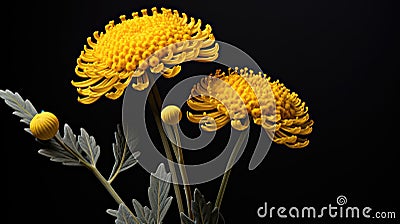 yellow immortelle flower Cartoon Illustration