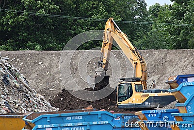 Yellow Industrial Digger Vehicle Moving Soil Editorial Stock Photo